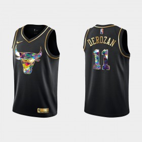 Dres Chicago Bulls DeMar DeRozan 11 Nike 2021-22 Crno Golden Edition 75th Anniversary Diamond Swingman